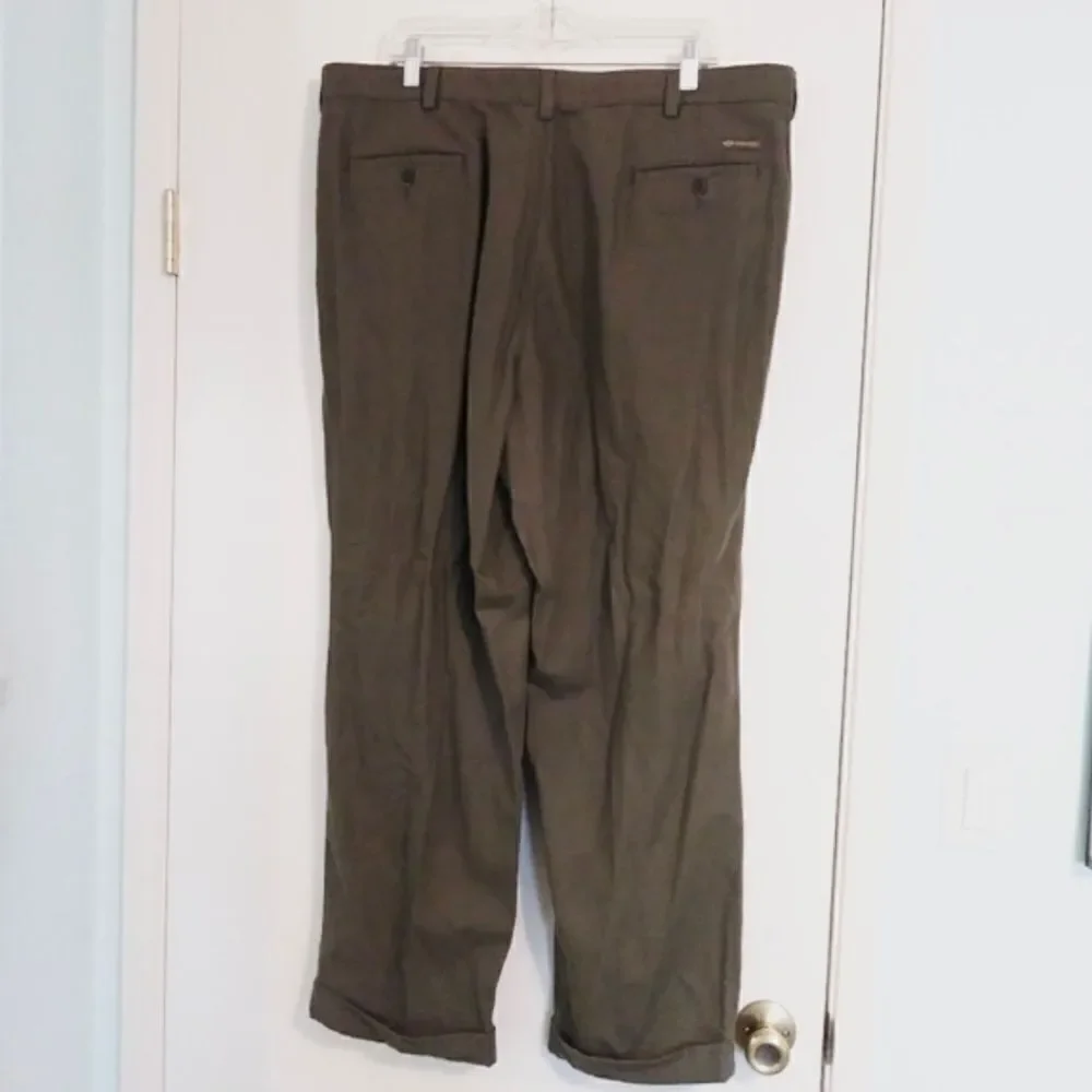 Savane Dark Green Pleat Front Dress Pants